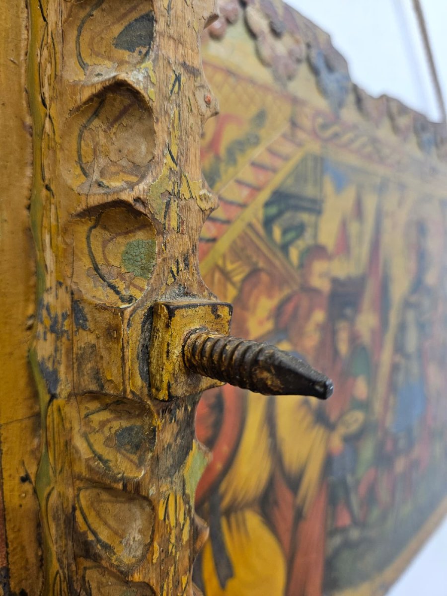 Parte di carretto siciliano in legno dipinto – XIX secolo-photo-8