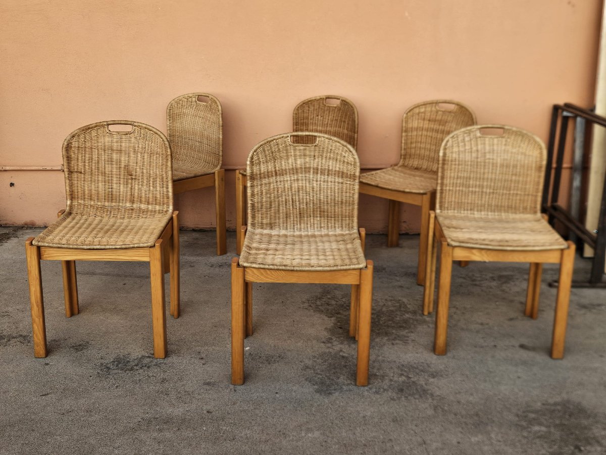 Set di 6 sedie Luciano Bertoncini per Bellato – Design italiano anni '70-photo-8