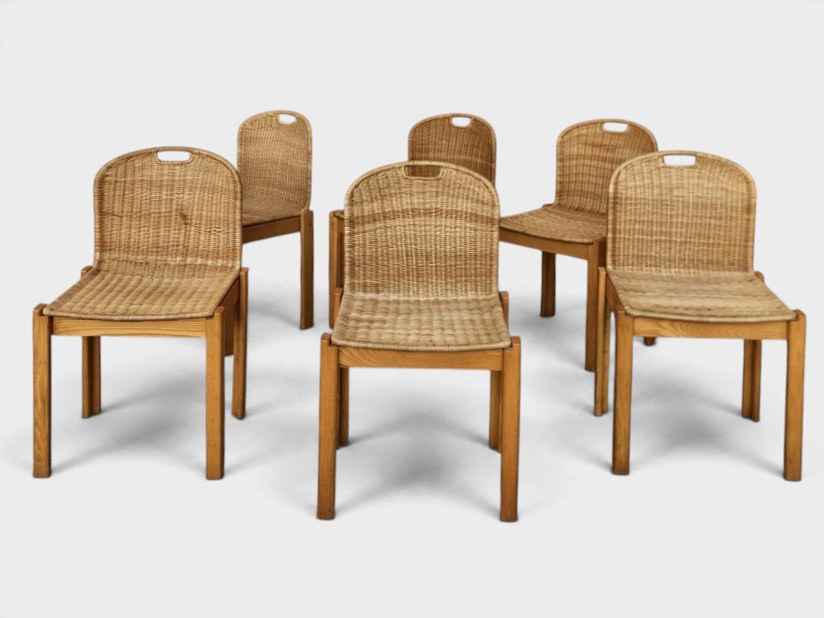Set di 6 sedie Luciano Bertoncini per Bellato – Design italiano anni '70