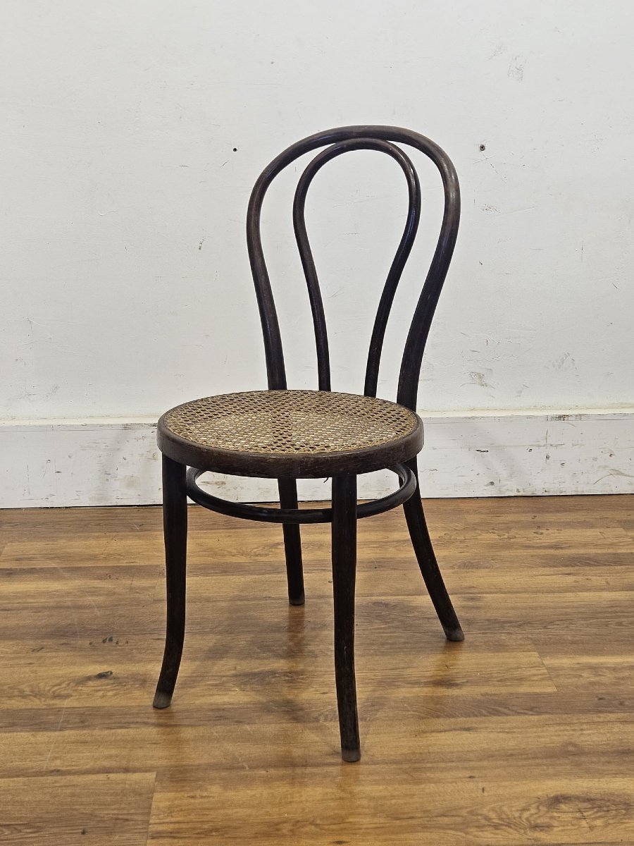 Set di 4 sedie Thonet originali – Legno curvato e paglia di Vienna-photo-1