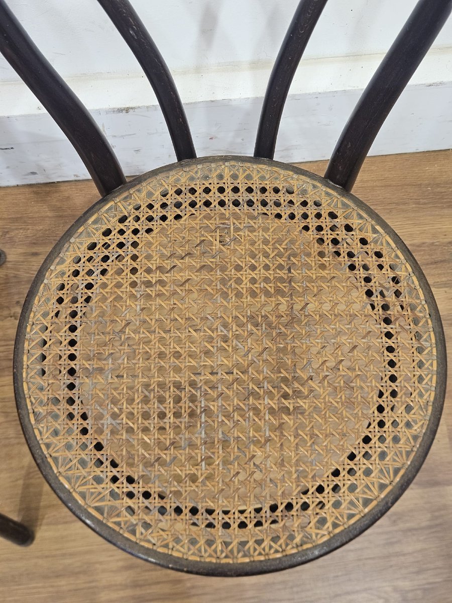 Set di 4 sedie Thonet originali – Legno curvato e paglia di Vienna-photo-5