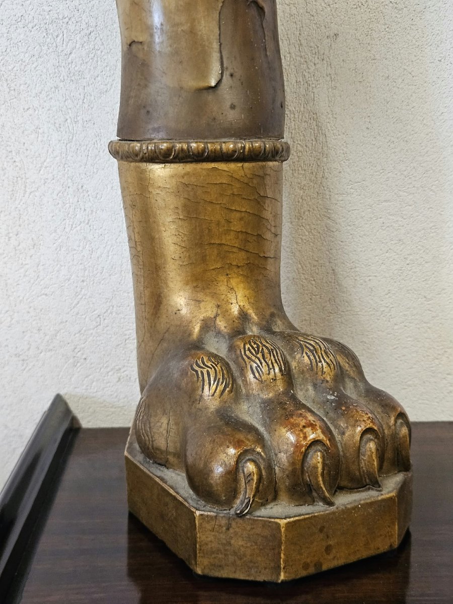 Coppia di corna di bue con basi in legno intagliato e dorato–Prima metà XIX Sec.-photo-2