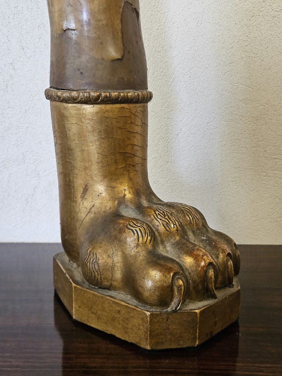 Coppia di corna di bue con basi in legno intagliato e dorato–Prima metà XIX Sec.-photo-3
