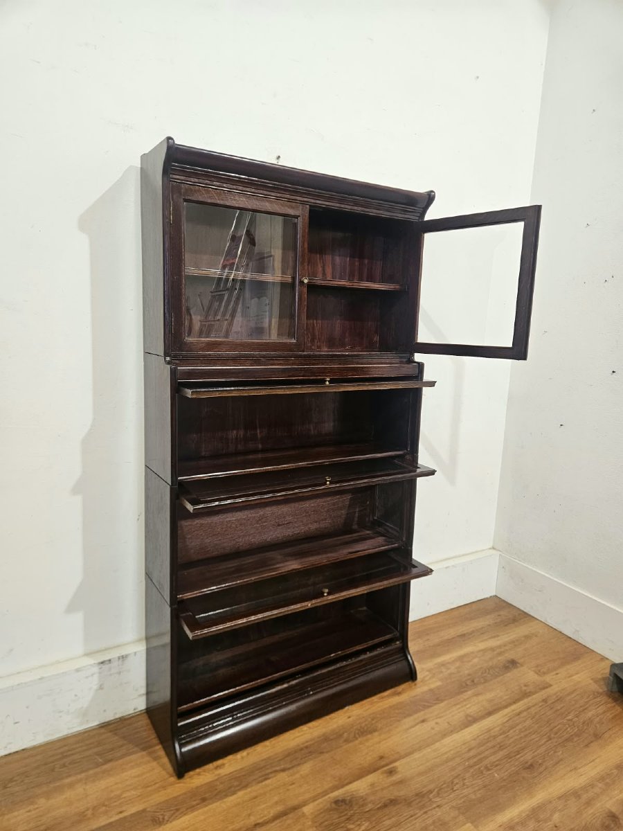 Libreria componibile originale Gunn con ante vetrate – Inizio XX secolo-photo-2