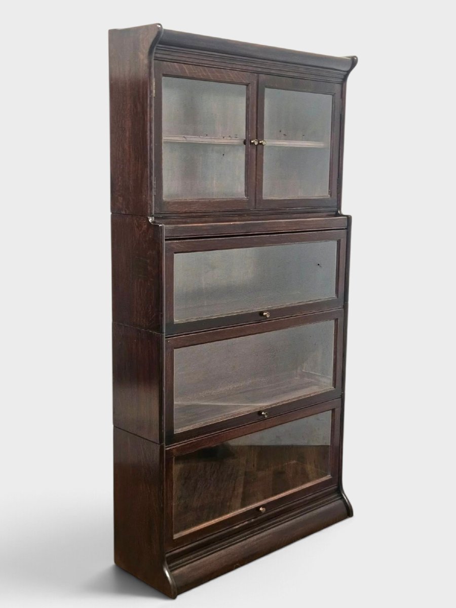 Libreria componibile originale Gunn con ante vetrate – Inizio XX secolo