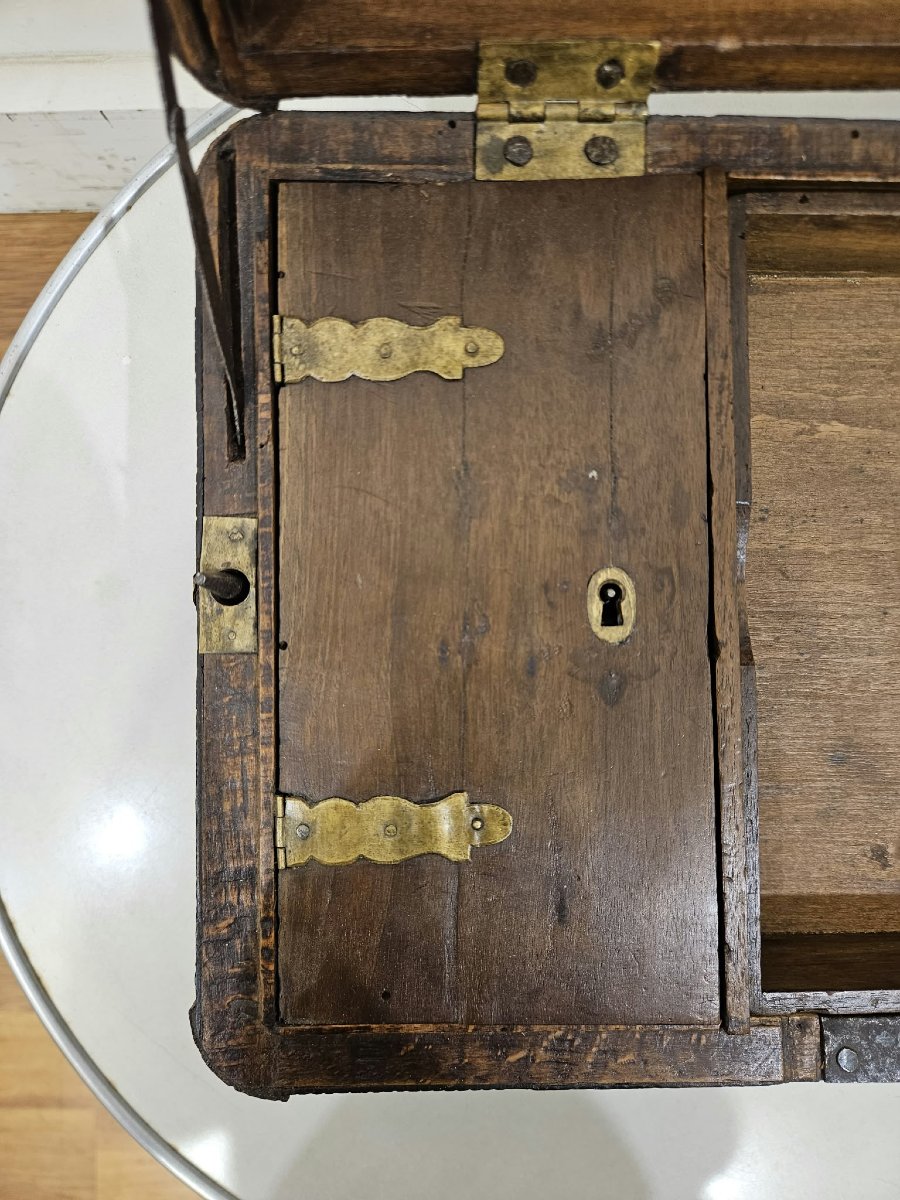 Antica scatola da marina in legno finemente inciso – XIX secolo-photo-3