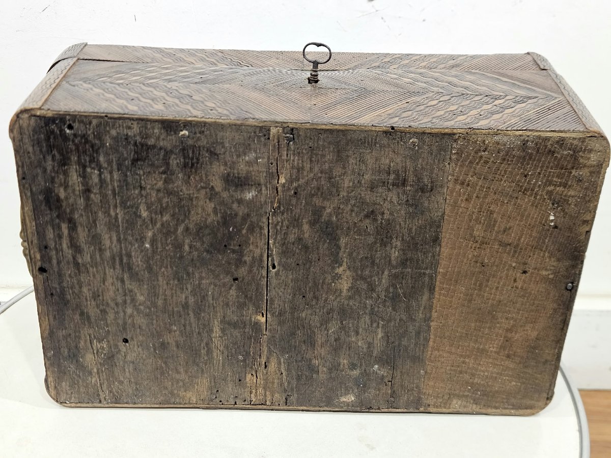 Antica scatola da marina in legno finemente inciso – XIX secolo-photo-8