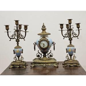 Set candelabri e orologio - Seconda Metà XIX Sec.