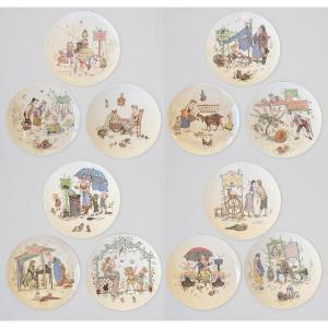 12 piatti  “Faience de Sarreguemine" - Fine XIX Sec.