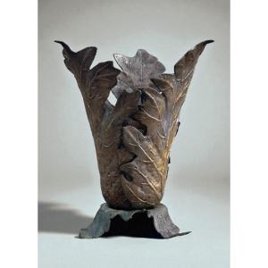 Portaombrelli in bronzo decorato a foglie – Italia,  1970 circa