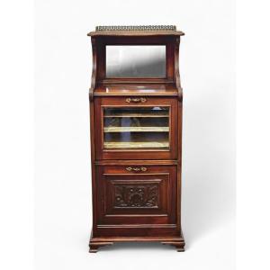 Music Cabinet Vittoriano in Massello di Mogano, XIX secolo