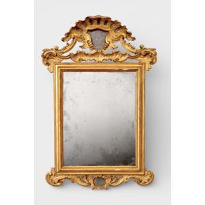 Specchiera Luigi XV in legno dorato a foglia – XVIII secolo