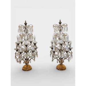Coppia di girandole da tavolo in cristallo molato – primi anni del XX secolo
