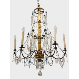 Lampadario genovese a 6 bracci con cristalli