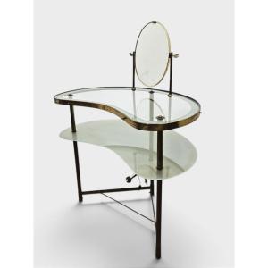 Toilette da signora in ottone e vetro – Anni '50