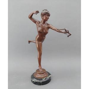 Diana Hunter. Bronze J Falguiere. 1831-1900.
