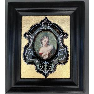  Painting On Bone. 19th Century.