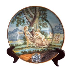 Plaque. Majolica From The 17th Century.