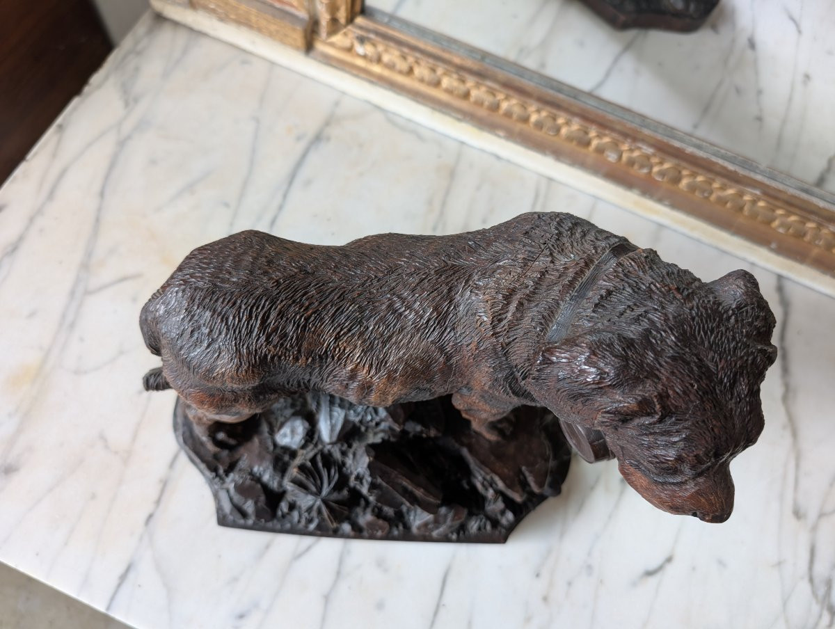 Scultura Foresta Nera – Cane San Bernardo con barile, Prima metà XX secolo-photo-3