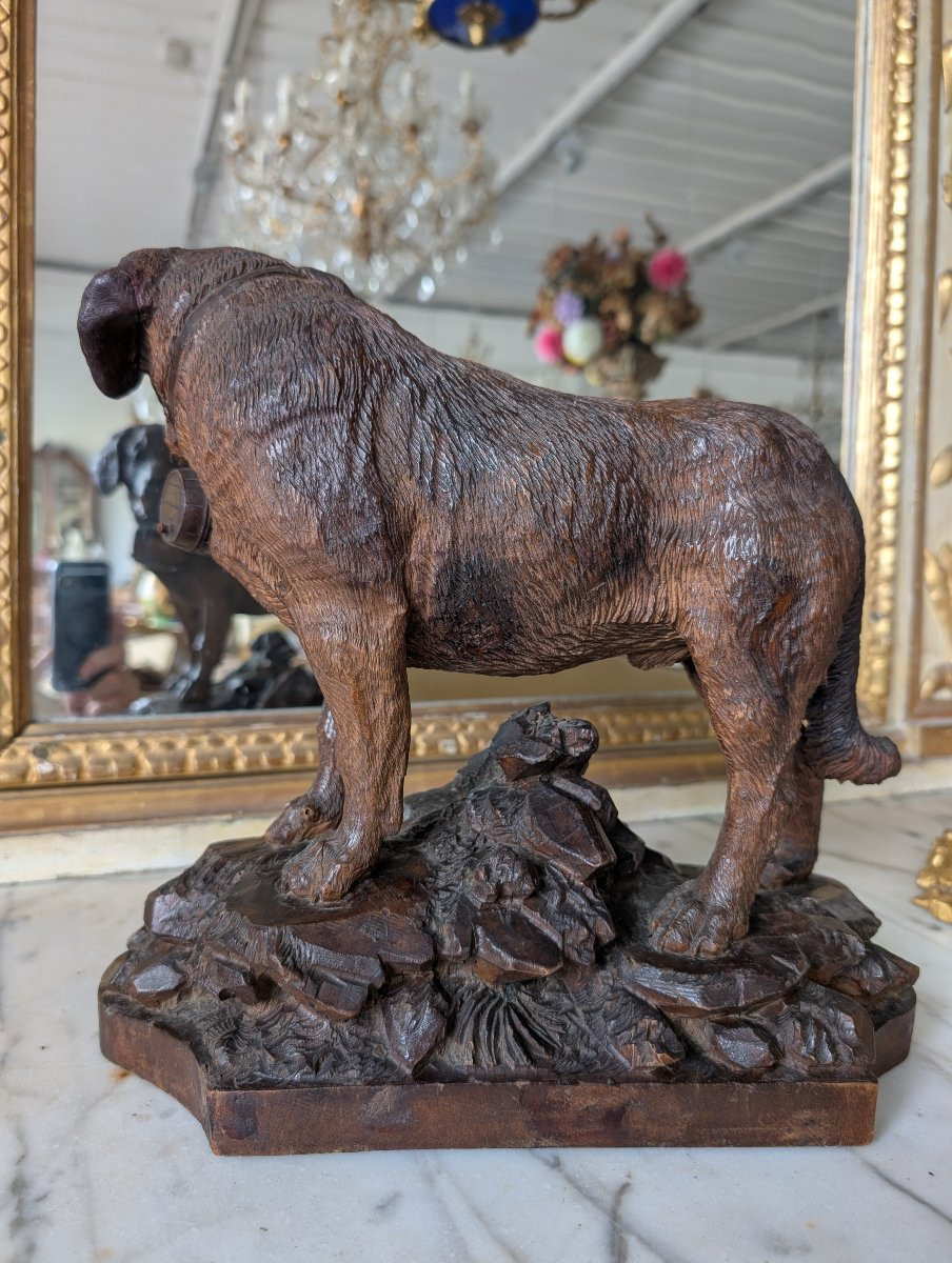 Scultura Foresta Nera – Cane San Bernardo con barile, Prima metà XX secolo-photo-5