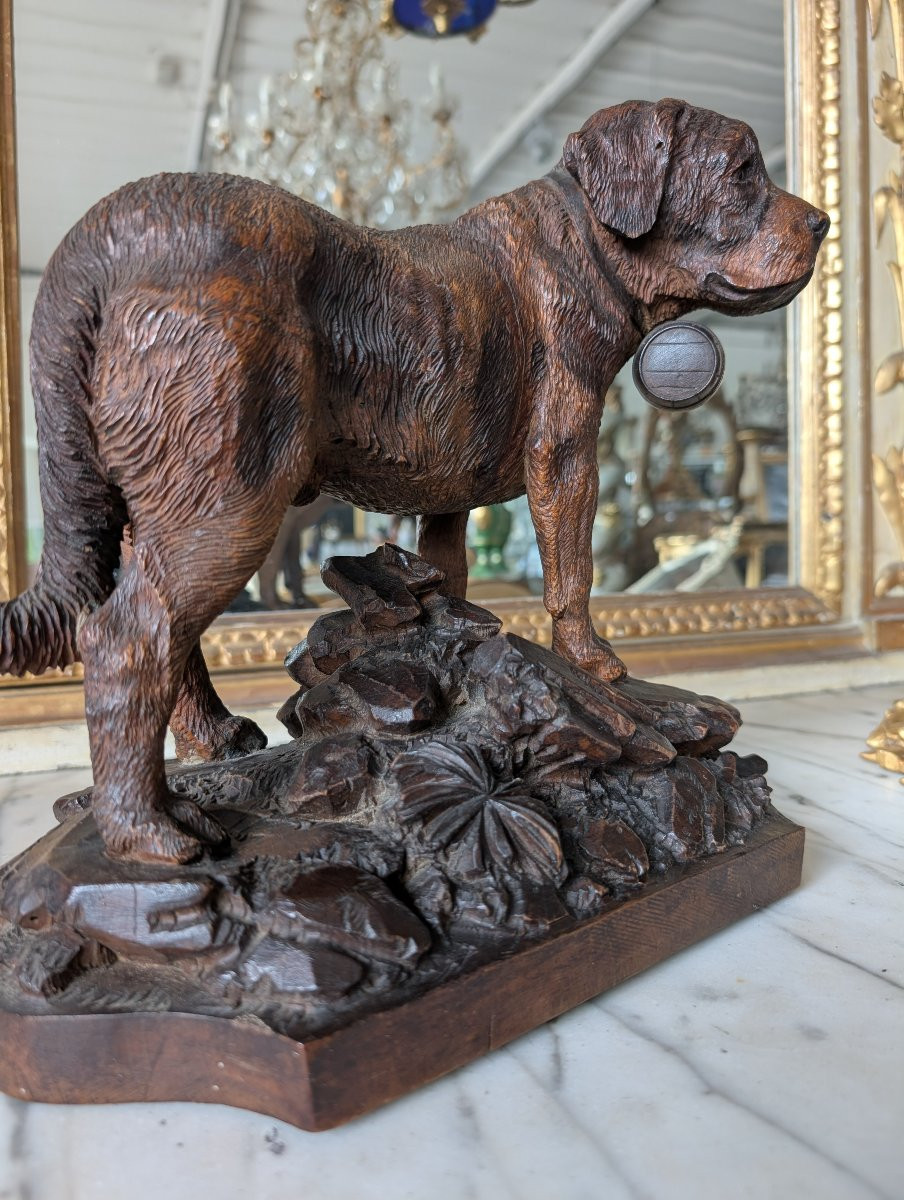 Scultura Foresta Nera – Cane San Bernardo con barile, Prima metà XX secolo-photo-6