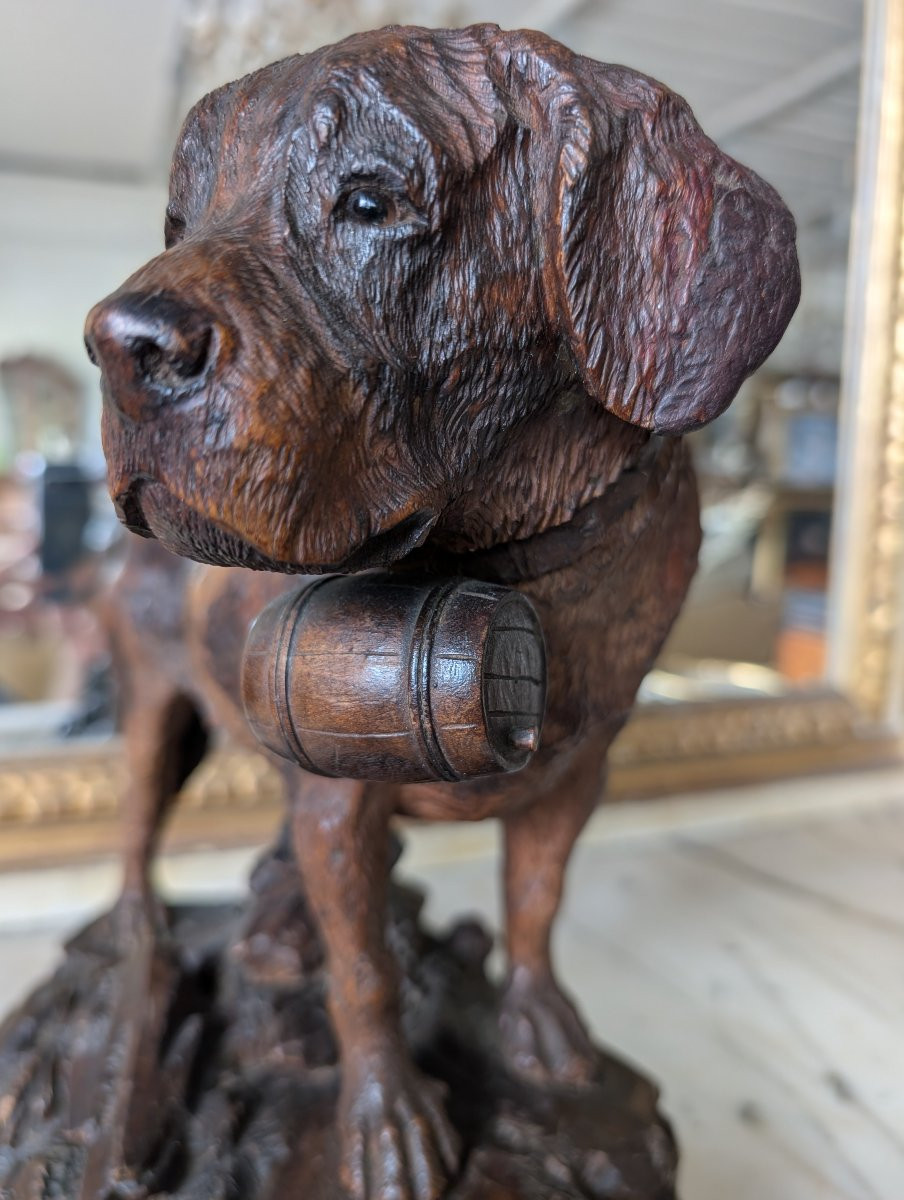 Scultura Foresta Nera – Cane San Bernardo con barile, Prima metà XX secolo-photo-7
