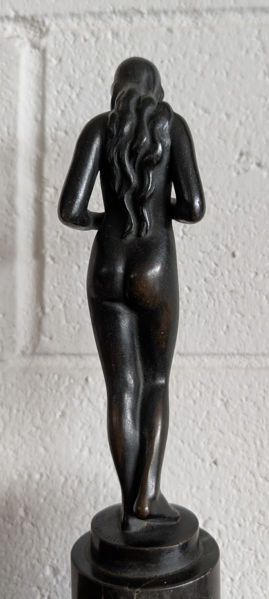Scultura in bronzo di Hans Herry Liebmann (1876-1941) con base in marmo-photo-4