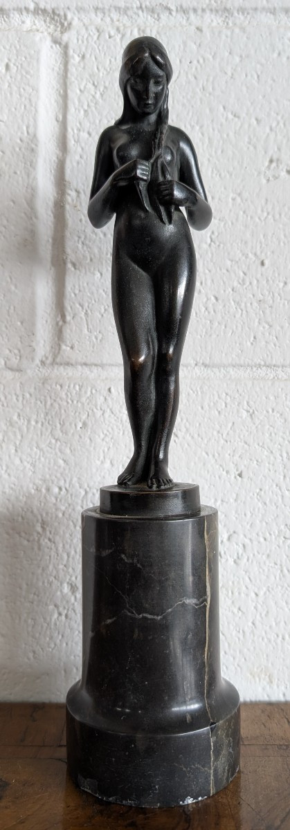 Scultura in bronzo di Hans Herry Liebmann (1876-1941) con base in marmo