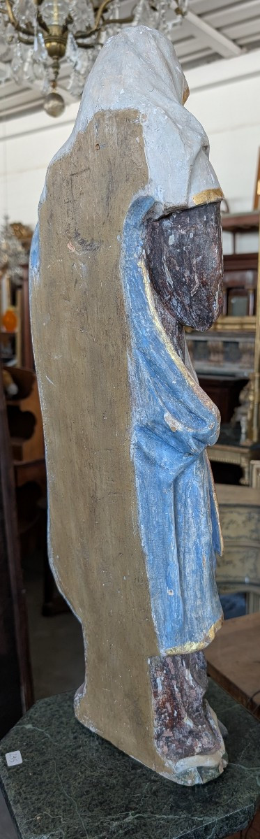Scultura lignea policroma raffigurante Madonna orante – XVIII secolo-photo-4