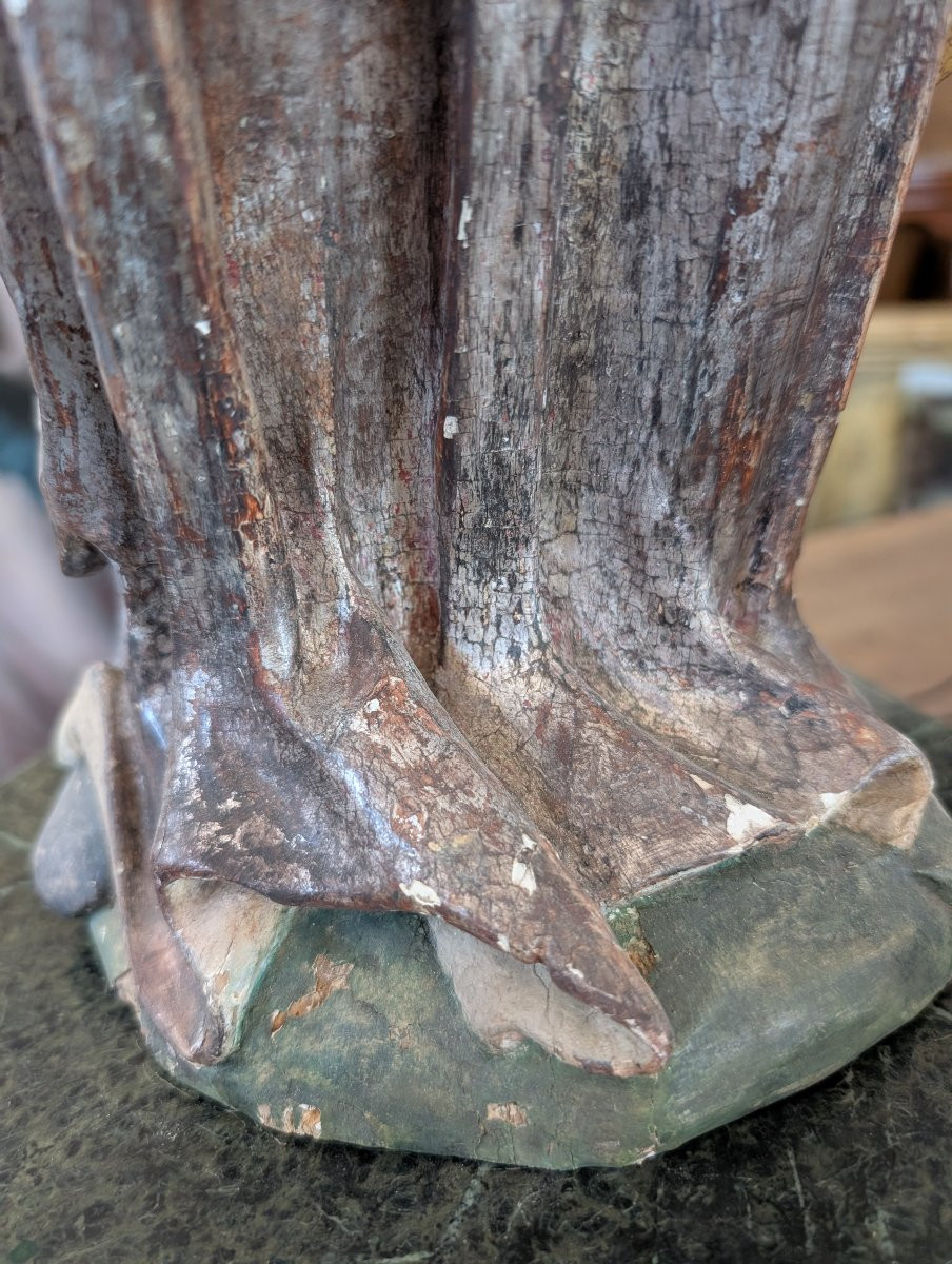Scultura lignea policroma raffigurante Madonna orante – XVIII secolo-photo-1