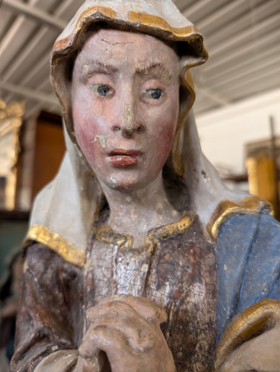 Scultura lignea policroma raffigurante Madonna orante – XVIII secolo-photo-4