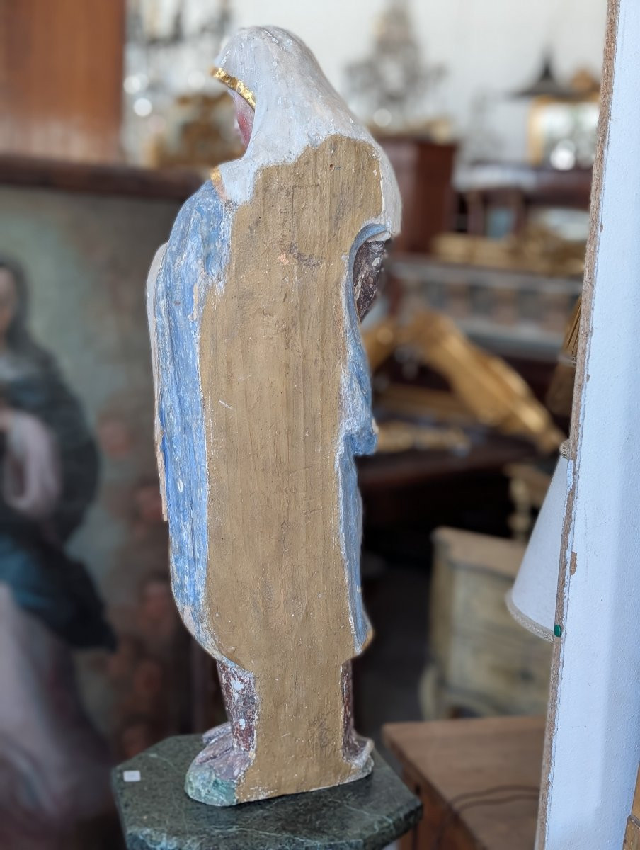 Scultura lignea policroma raffigurante Madonna orante – XVIII secolo-photo-6