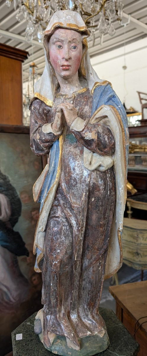 Scultura lignea policroma raffigurante Madonna orante – XVIII secolo