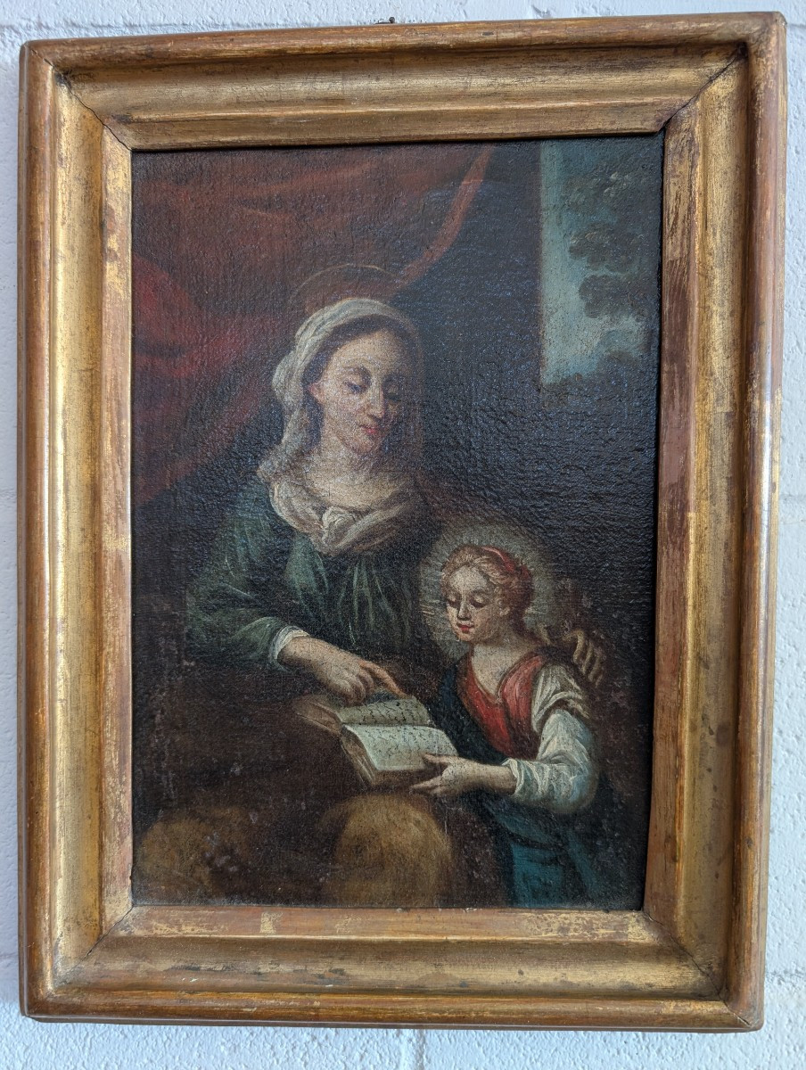 Dipinto religioso – L’educazione della Vergine Italia, fine XVIII secolo Olio su tela