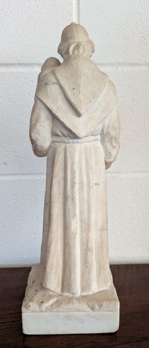 Scultura in marmo raffigurante Sant’Antonio da Padova con Gesù Bambino-photo-4