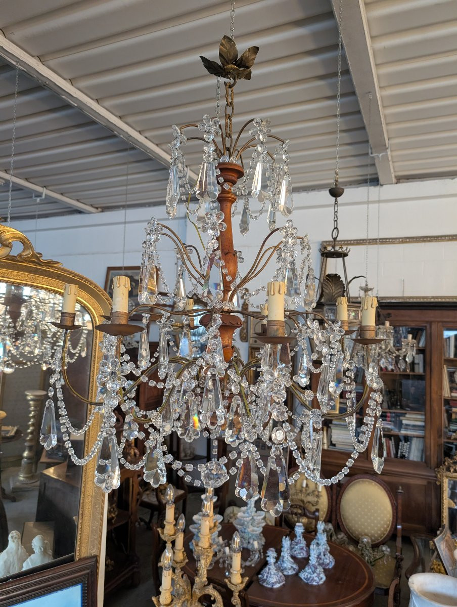 Lampadario genovese in legno laccato e cristallo – Fine XIX secolo-photo-7