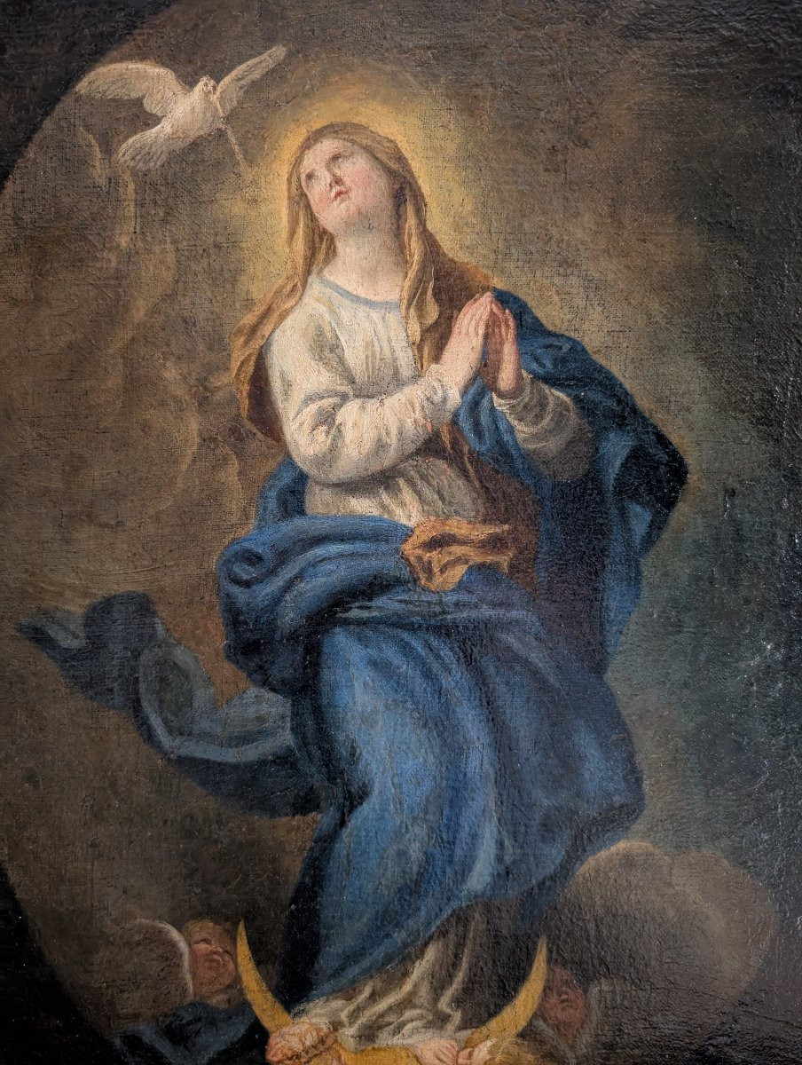 Dipinto antico – Immacolata Concezione – Olio su tela – XVIII secolo-photo-2