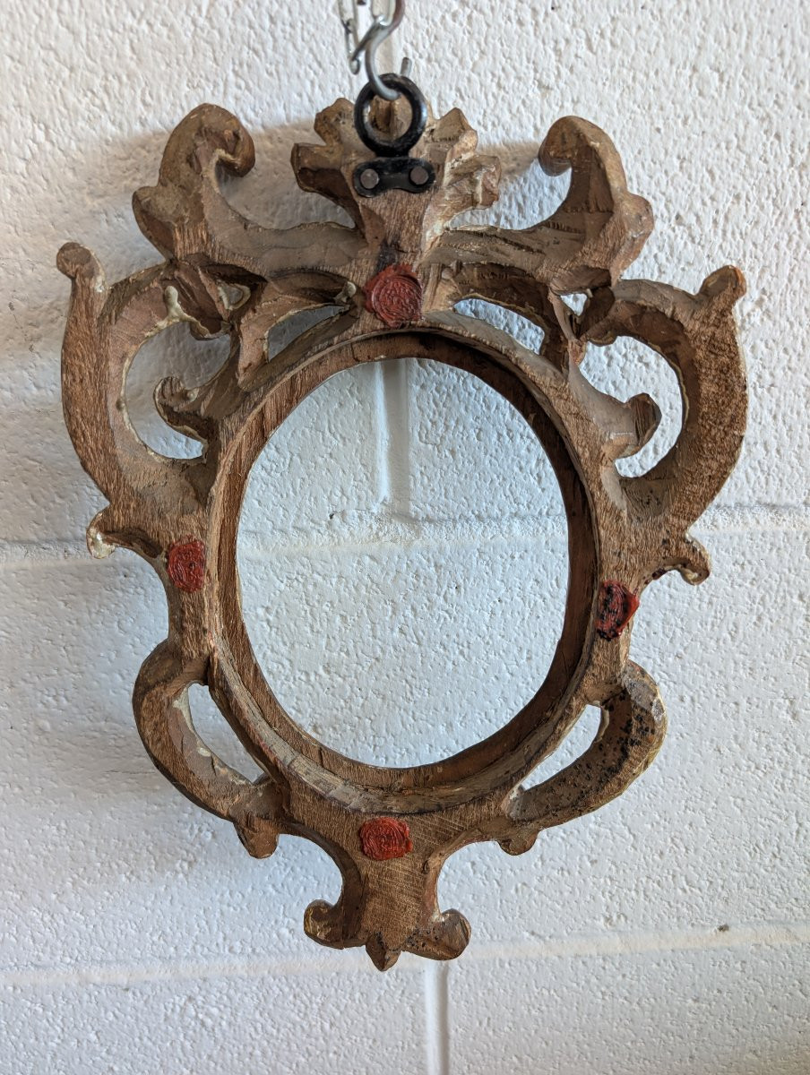 Cornice ovale fiorentina in legno scolpito e dorato – Fine XVII secolo-photo-2