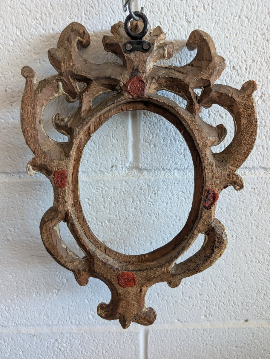 Cornice ovale fiorentina in legno scolpito e dorato – Fine XVII secolo-photo-7