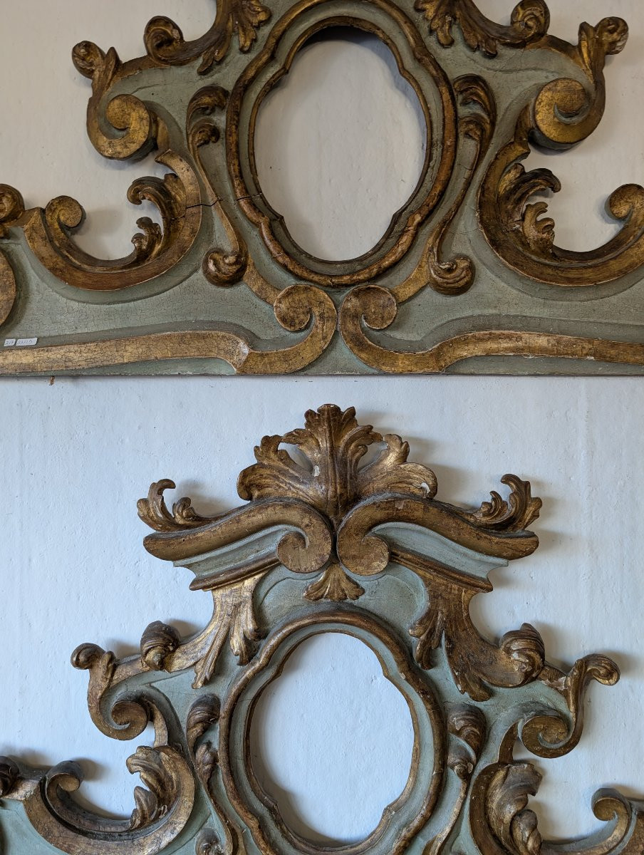 Coppia di sovraporte antiche laccate e dorate – inizi XVIII secolo-photo-4