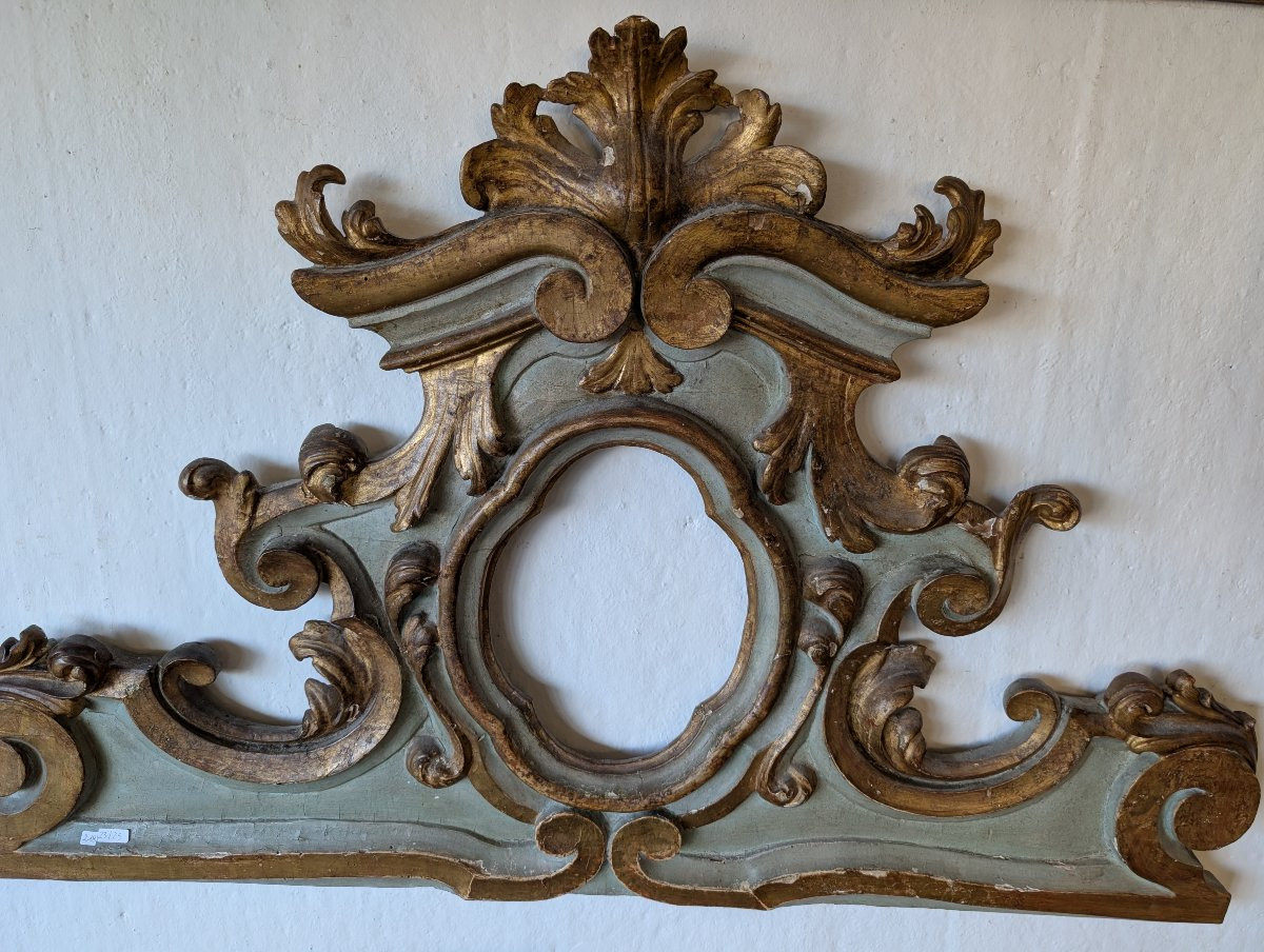 Coppia di sovraporte antiche laccate e dorate – inizi XVIII secolo-photo-1