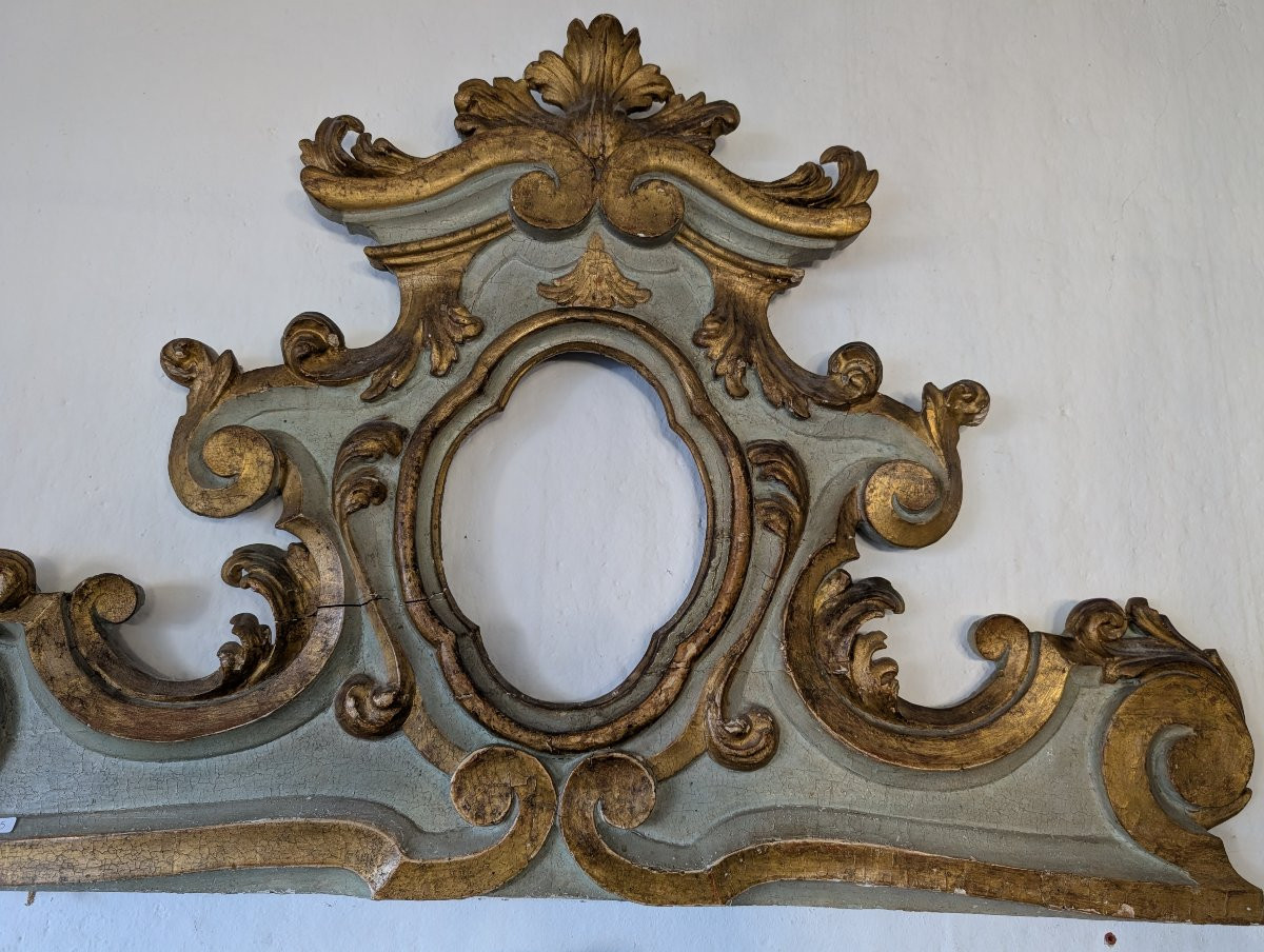 Coppia di sovraporte antiche laccate e dorate – inizi XVIII secolo-photo-2