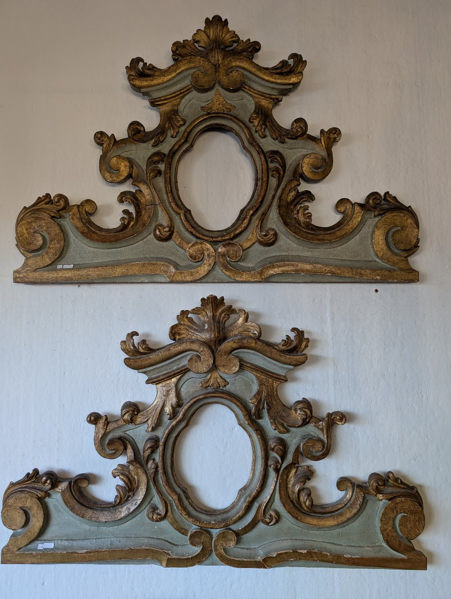 Coppia di sovraporte antiche laccate e dorate – inizi XVIII secolo-photo-4