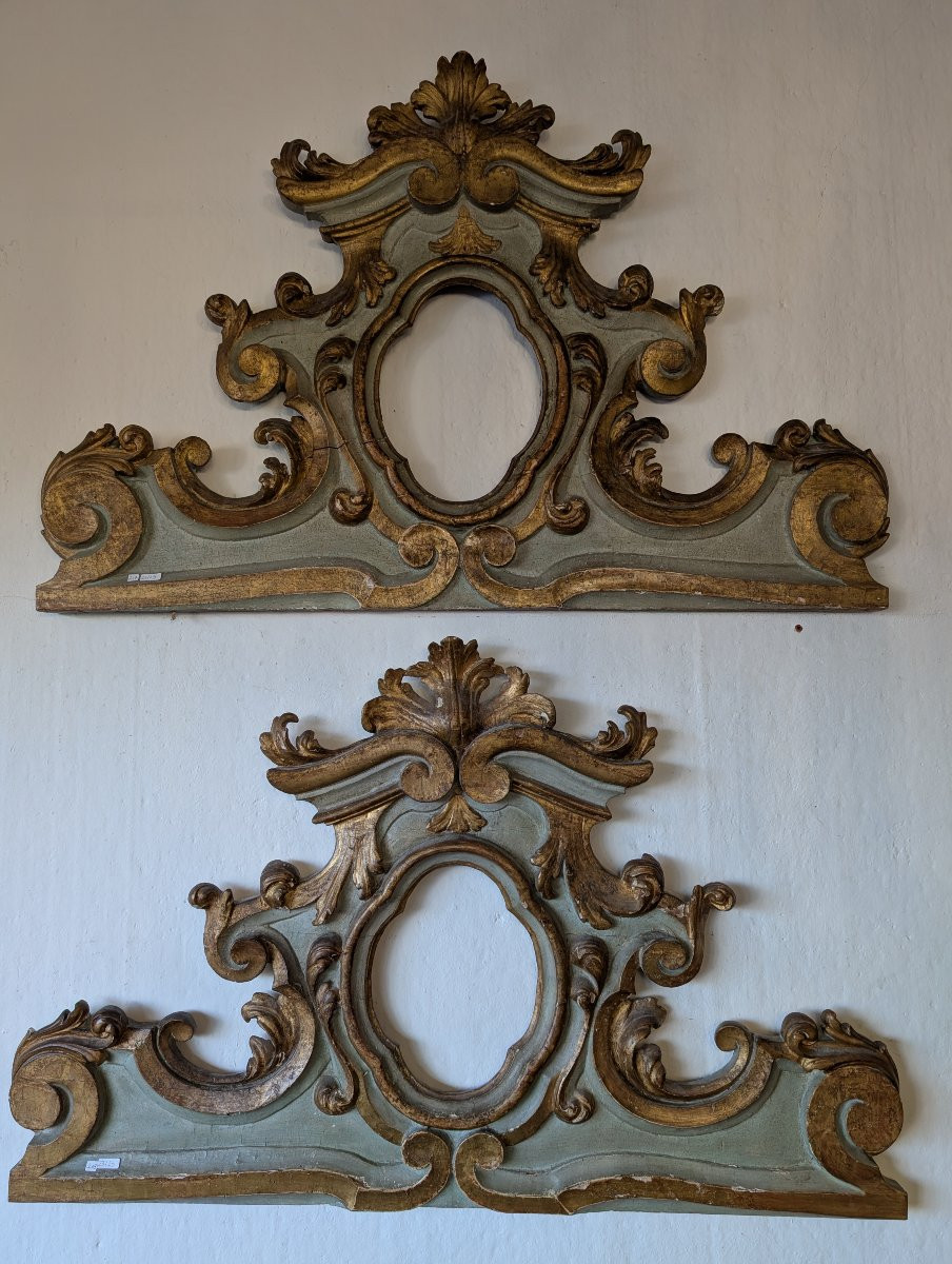 Coppia di sovraporte antiche laccate e dorate – inizi XVIII secolo-photo-8