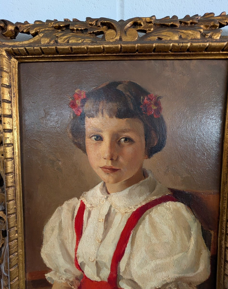 Corrado Mazzari Ritratto di fanciulla Olio su faesite, 1952-photo-2