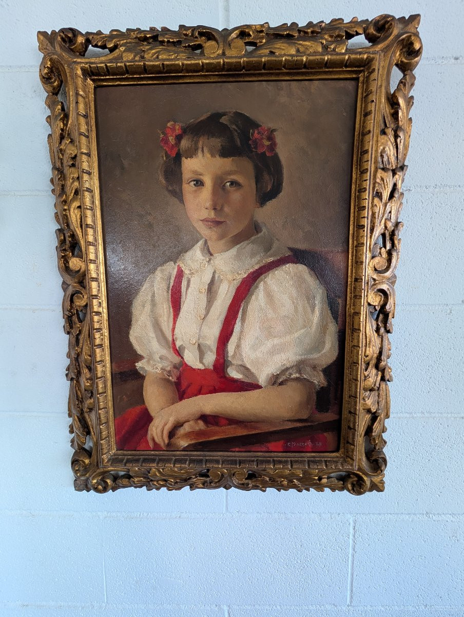 Corrado Mazzari Ritratto di fanciulla Olio su faesite, 1952-photo-2