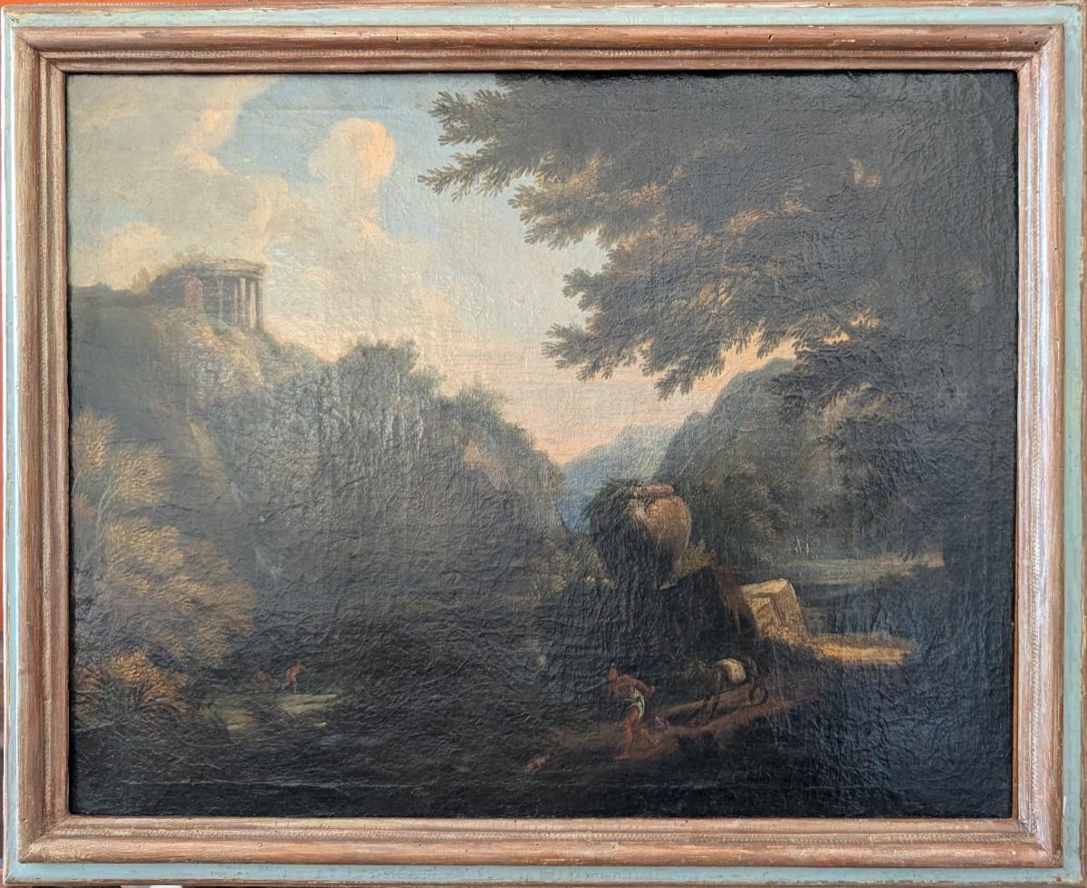 Paesaggio classico con rovine e figure