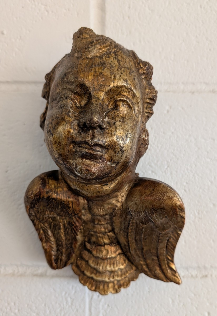 Cherubino in legno scolpito e dorato a mecca – XVIII secolo