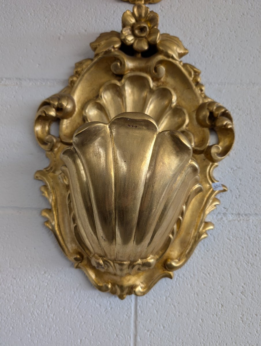 Coppia di appliques in legno intagliato e dorato – Italia, prima metà del Novecento-photo-4