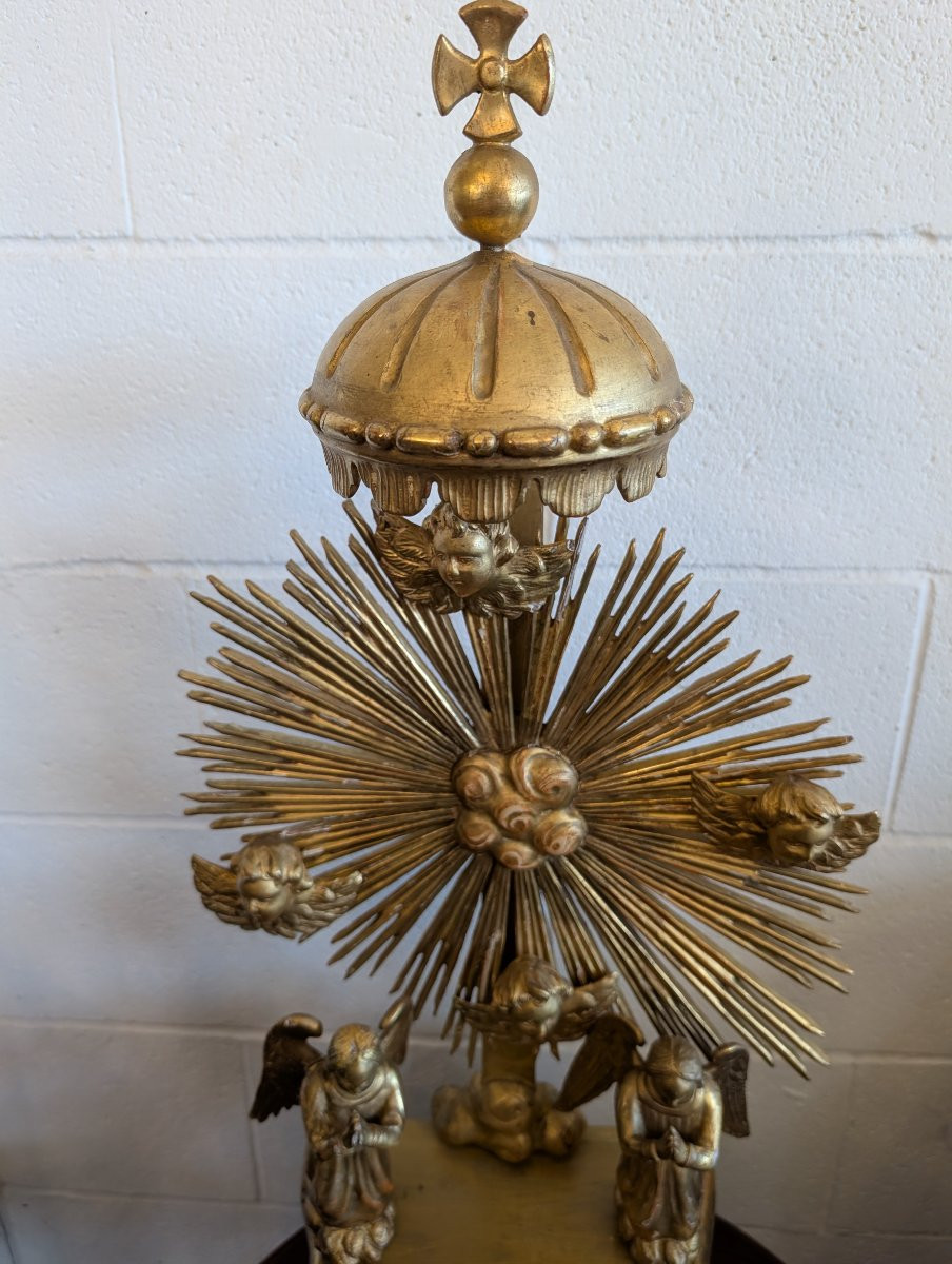 Altarino devozionale in legno scolpito e dorato a oro zecchino-photo-2